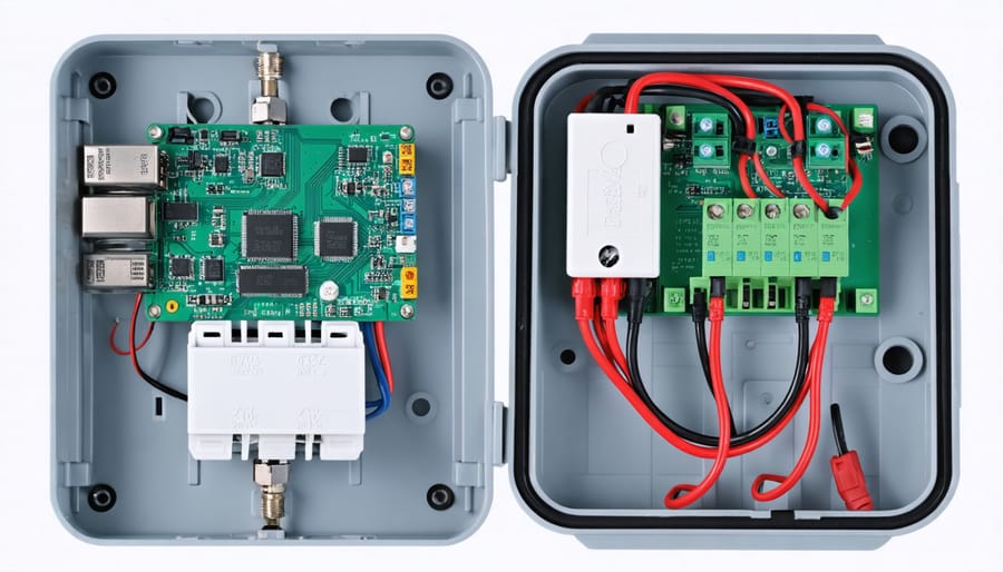 Installation process of a Zigbee irrigation controller with labeled components