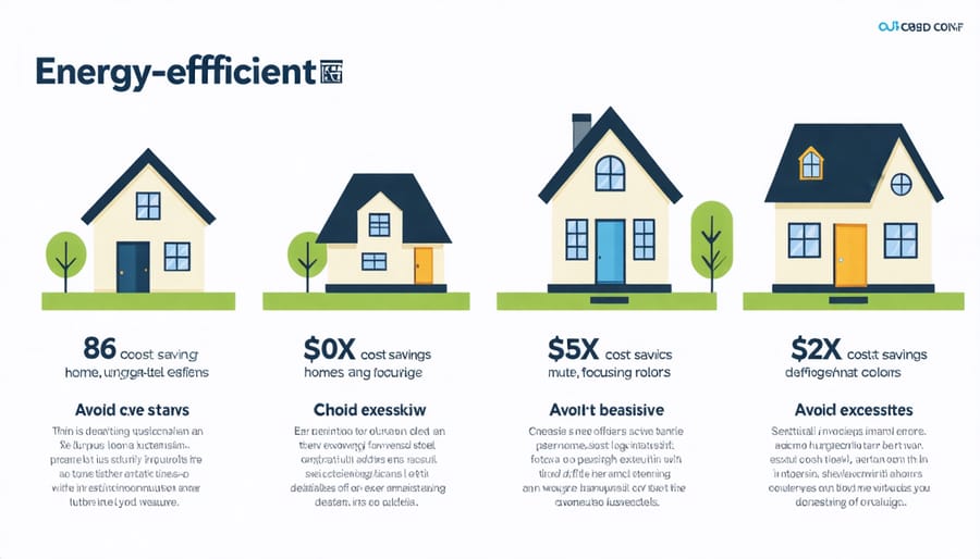 Visual diagram of energy-efficient home improvements and their associated cost savings