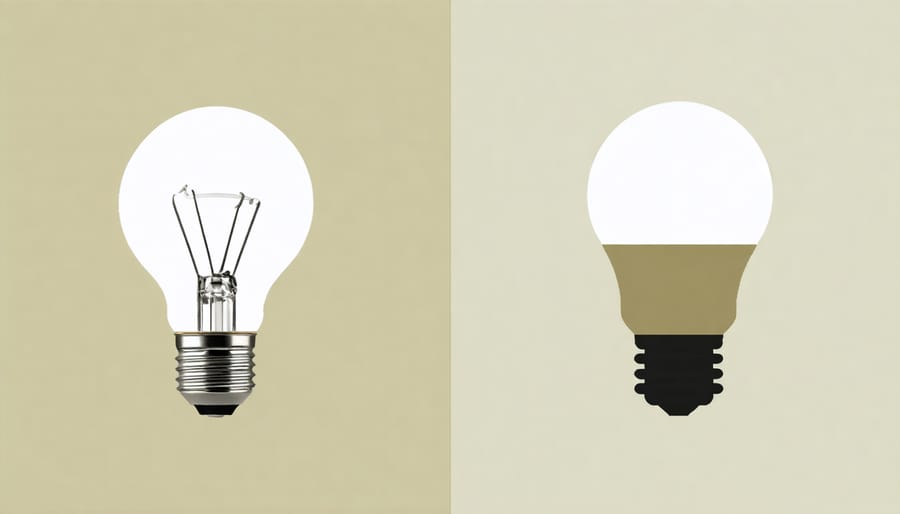 Infographic showing energy consumption and cost differences between LED and traditional light bulbs