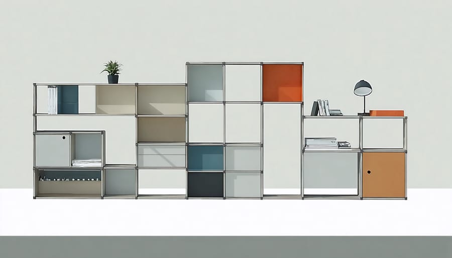 Split-panel demonstration of same furniture pieces arranged in different room layouts