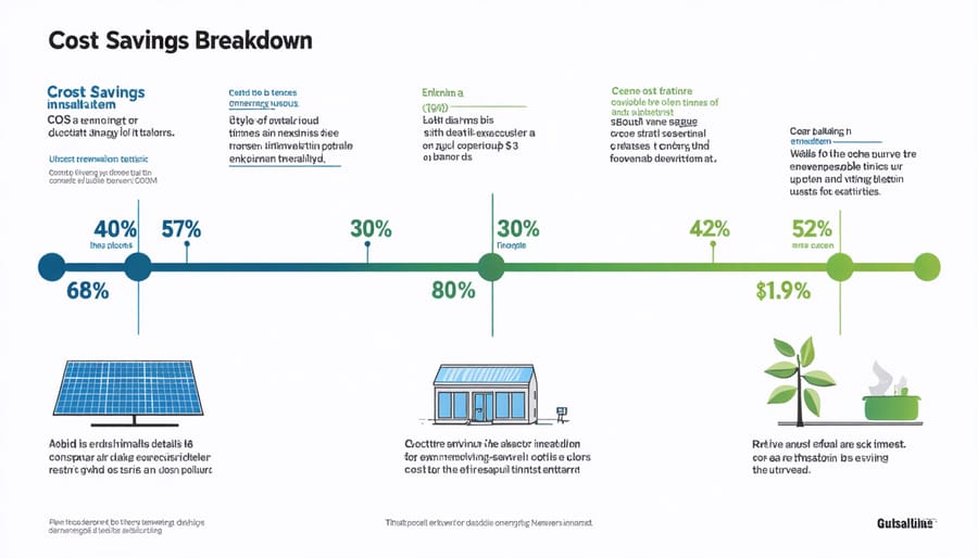 Visual chart comparing traditional energy costs versus renewable energy savings over time