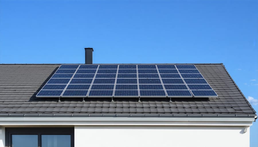 Solar panels installed on a modern suburban house roof with optimal sun exposure