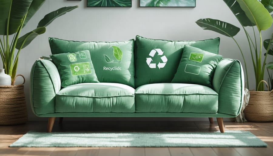 Contemporary eco-friendly living room setup with Sabai's sustainable sofa made from recycled materials