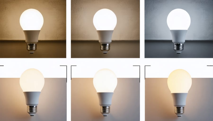 Visual guide showing four steps of installing and setting up a smart light bulb