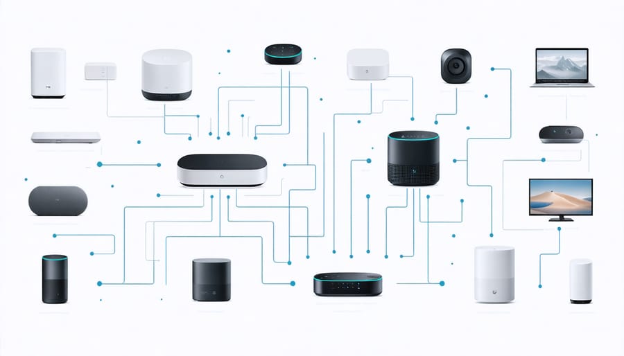 Popular smart home hubs and their device connectivity illustration