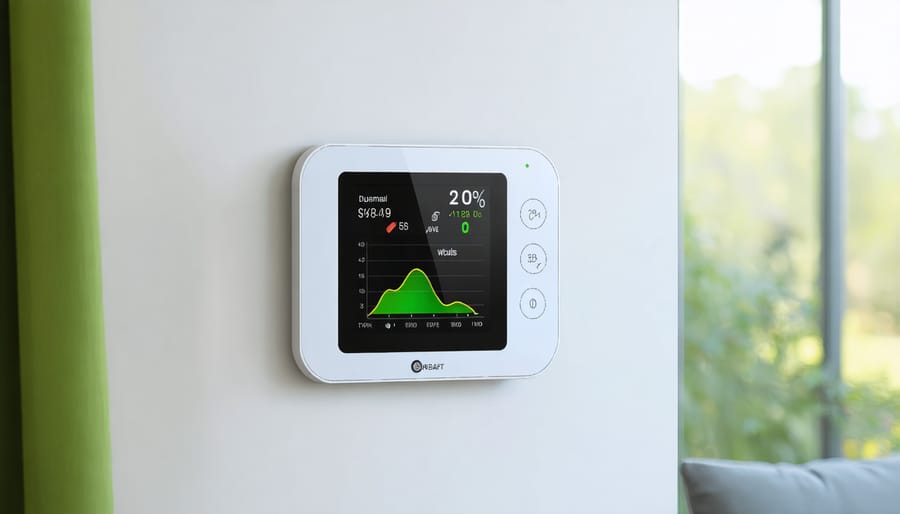 Smart thermostat interface displaying energy consumption graphs and temperature controls