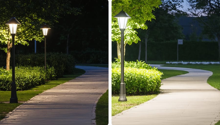 Comparison of traditional and LED outdoor pathway lighting systems