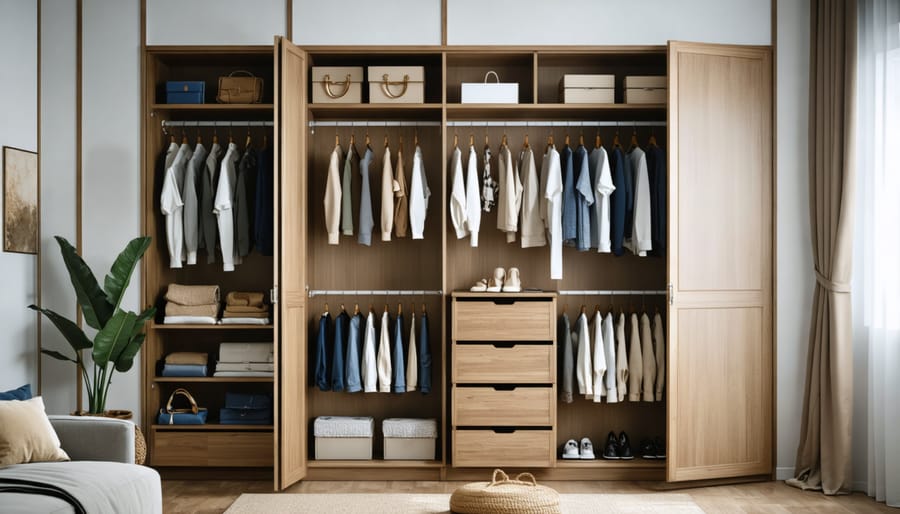 Aesthetic wardrobe organization featuring sustainable fashion as home decor