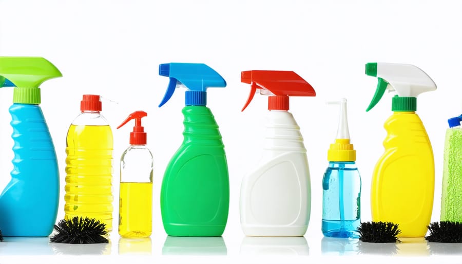 Array of top-rated natural cleaning products including sprays, detergents, and multi-purpose cleaners