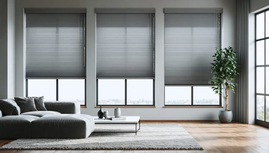 Stylish living room with cellular shades showing both functionality and design