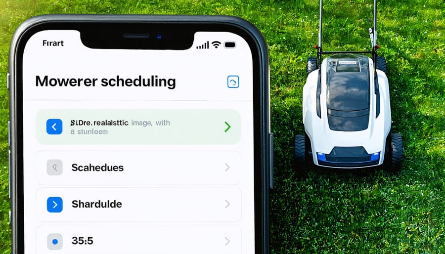 Mobile app interface for robot mower control and scheduling