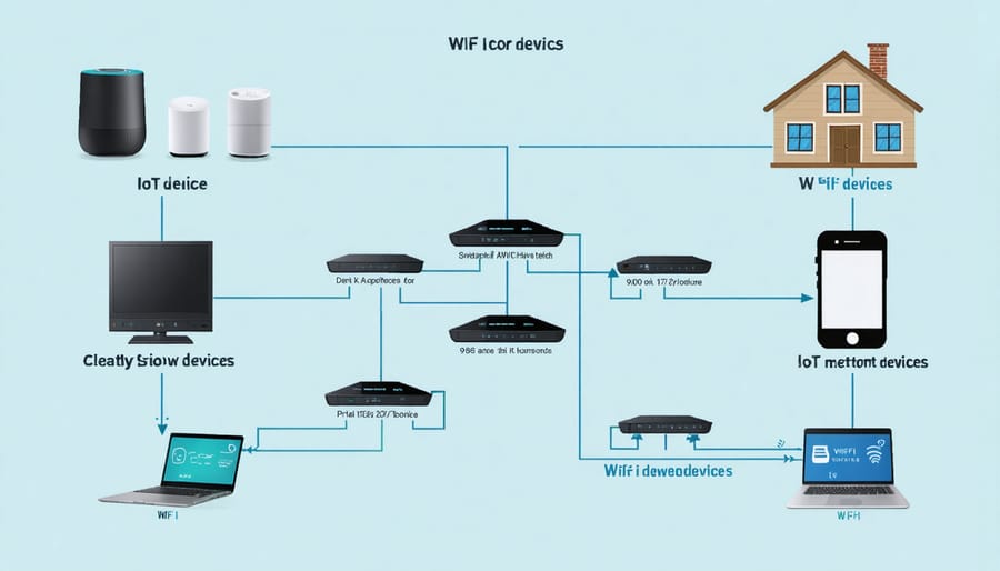 Illustration of a home network setup with segregated IoT devices on a guest network