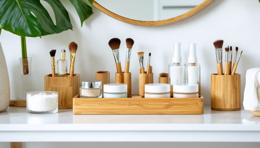 Eco-friendly beauty product organization system with sustainable storage solutions