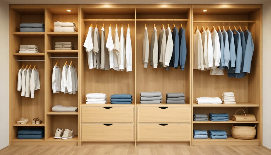 Display of sustainable closet materials showing texture and finish options